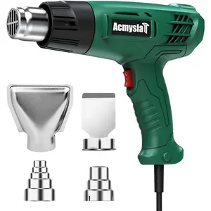 Heat Gun, Hot Air Gun Kit Dual Temperature 572 ℉ ~932 ℉   (300 ℃ -500 ℃ ), Overload Protection with 4 Nozzles for Crafts, Shrink Wrapping/Tubing, Removing, Epoxy Resin