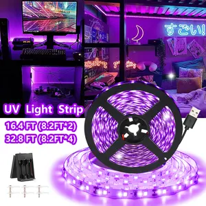 5V USB Black Light Strip with Battery Box, DIY LED Black Light, 150 LED/pack Glow in the Dark, 385-400 Nanometers for Halloween Birthday Party Fluorescent Poster Painting