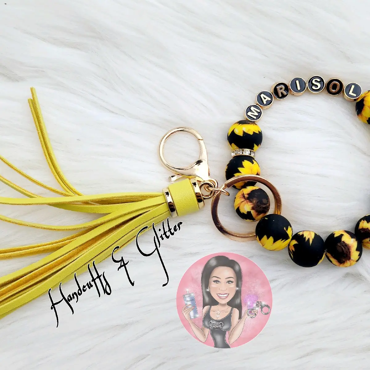 Custom Sunflower Wristlet