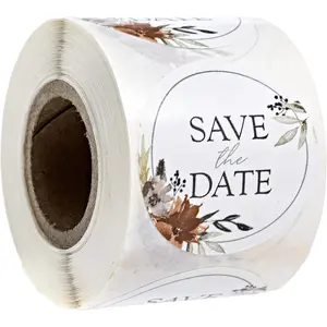 Indie Autumn Floral Save The Date Stickers / 1.5" Fall Wedding Labels / 250 Watercolor Engagement Stickers