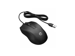 HP Wired Mouse 100 - Optical - Cable - Black - USB Type A - 1600 dpi - Scroll Wheel - 3 Button(s) - Symmetrical
