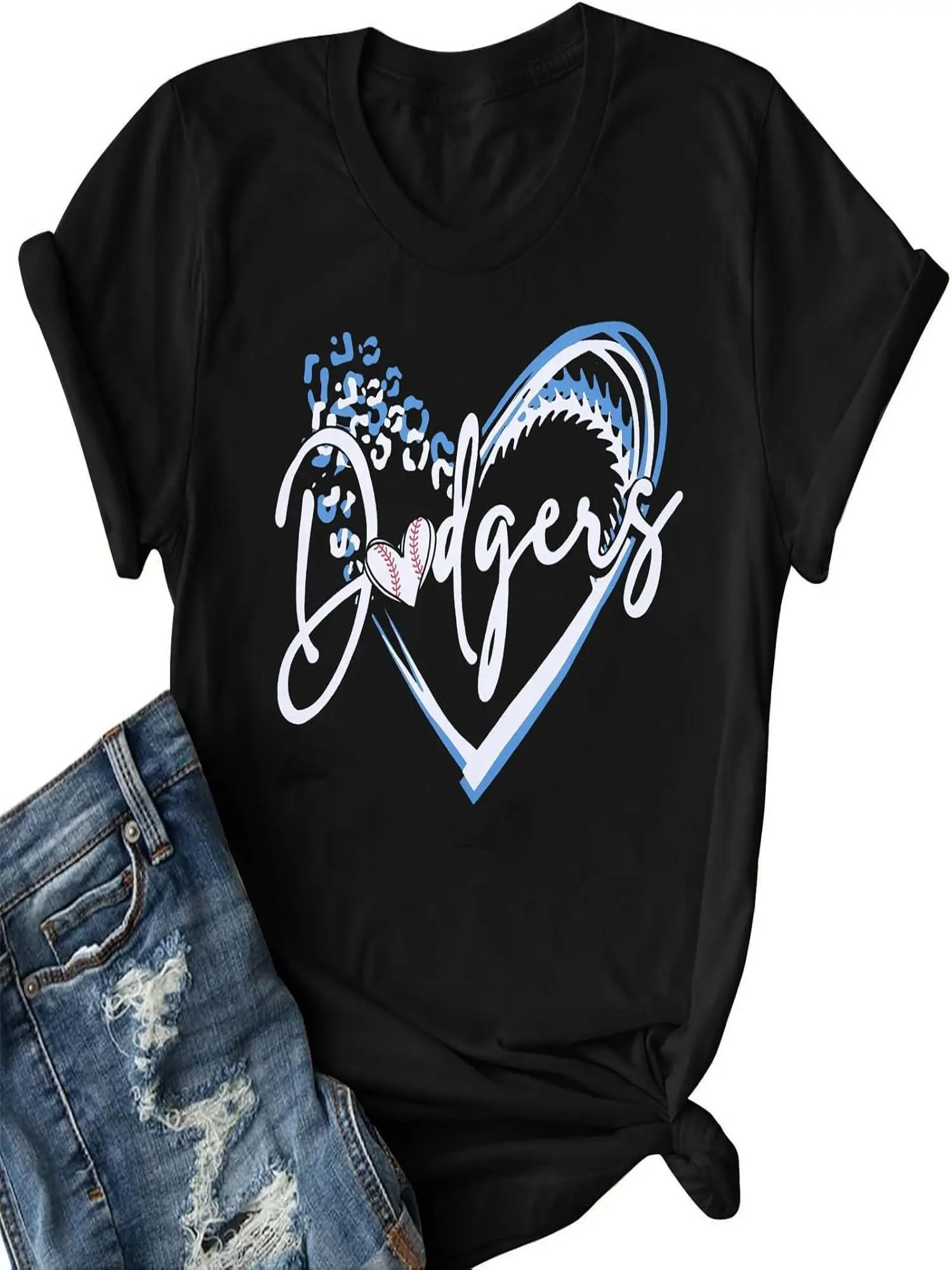 ALLTB Baseball Shirt for Men Baseball Mom Shirt Baseball Heart Graphic Tee Game Day Short Sleeve Tops, Knit