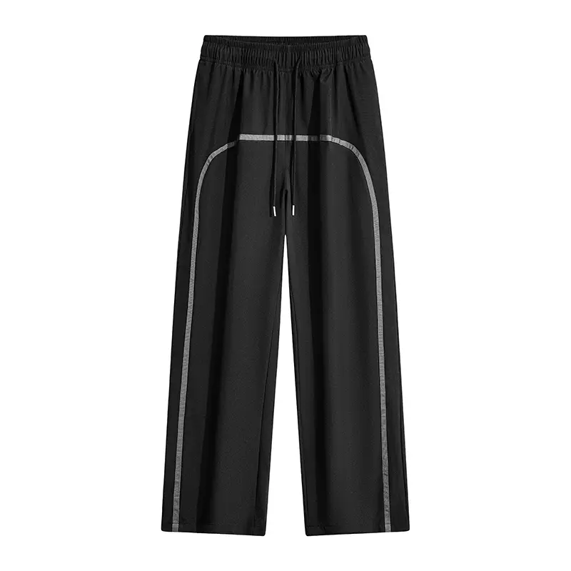 Men’s with Pockets —  Solid Color Training/Track , Straight-Leg Street Style, Fashionable Basic Wide-Leg Design mens jogger workout  men athleisure chino loose long bagg uncuff boys sweatpants black gym summer Casual Loose-Fit Drawstring Pants slacks