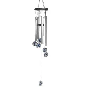 Aluminum Alloy Wind Chime Evil Eye Hanging Decoration, Indoor Garden Decorative Ornament, Unique Home & Office Accessories