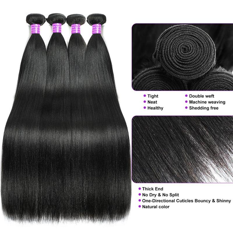 Brazilian Virgin Human Hair Bundles Yaki Straight Quick Weave Sew In Viral Hair Bundles Natural Color TikTokShopBlackFriday