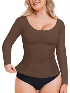 Women's Long Sleeve Slimming Bodysuit, High Elastic Breathable Fabric, Seamless Comfort Fit, All Seasons Wear, Casual Style christmas push up bra, Body Sculpting Compression