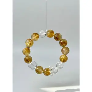 Citrine & Clear Quartz Natural Crystal Bracelet – Positive Energy & Healing Jewelry