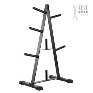 【FathersDayGift】VEVOR Weight Plate Rack, A Frame Weight Plate Tree for 1-Inch Weight Plates, Standard Weight Plate Tree, 500 lbs Load Capacity Weight Storage Holder, Home Gym Barbell Rack Storage Stand, Black