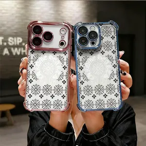 Black and White Symmetrical Floral Border Pattern Phone Case for iPhone 17 AIR 17 PRO 16 PRO15 PRO MAX 14 PLUS 13 PRO 12 11 PRO XS MAX X XR Plus  Shockproof Protective Cover Full Protection Anti-DropSolid color large-pore