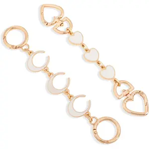 2 count Bag Extender Chain Purse Strap Extenders for Handbags, Heart & Moon Purse Extender Chain Replacement Small Bag Charms Purse Extender Accessories for Handbags Purse  Bag Making Supplies