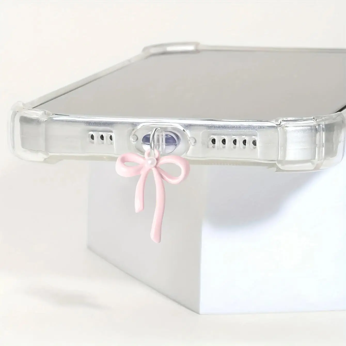 Cute Bowknot Design Phone Dust Plug, Silicone Durable Phone Anti-dust Plug, Phone Decoration Accessories Compatible with iPhone & Type-C Interface