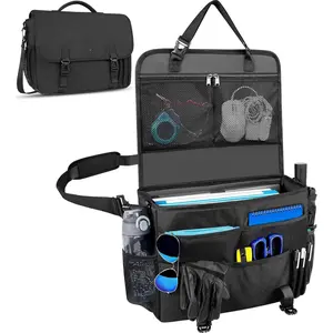Car Front Seat Organizer, Patrol Bag Law Enforcement, Hanging Passenger Seat Car Organizer with 17 Inch Laptop Storage, Adjustable Strap Backseat Organizers for Truck Office, Police, Black