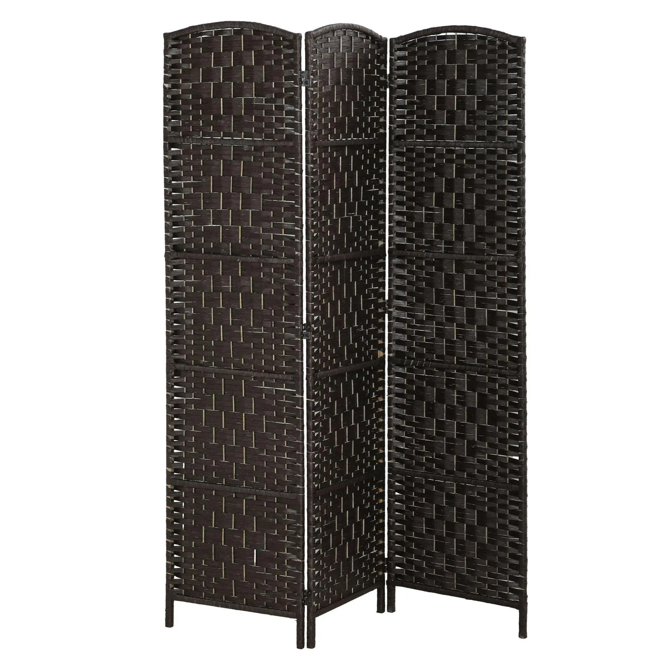 Room Divider 3 Panel, 70.9" Folding Privacy Screen, Woven Partition for Bedroom, Coffee Color, Portable Room Separator for Home Office Default Title