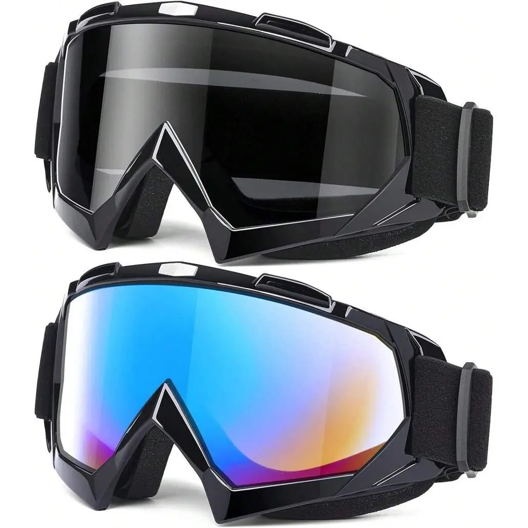 Adult Dirt Bike Goggles, 2-Pack ATV Motorcycle Goggles For Men & Women, Wide Vision Riding Off-Road Goggles