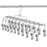 20 Clip Pants Hanger for Closet, 2 Tier Stainless Steel Legging Organizer Non Slip, Space Saving Clothes Hangers for Hanging Yoga Pants, Skirts, Shorts, Kids Clothes, Socks,Minimalist Style