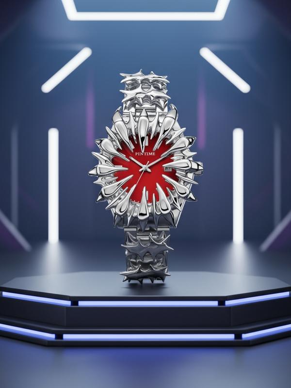 Handmade Quartz Analog Watch, Original European Style Vampire Dragon Scale Spike Design, Unisex Small Batch Wristwatch, Unique Jewelry Accessory