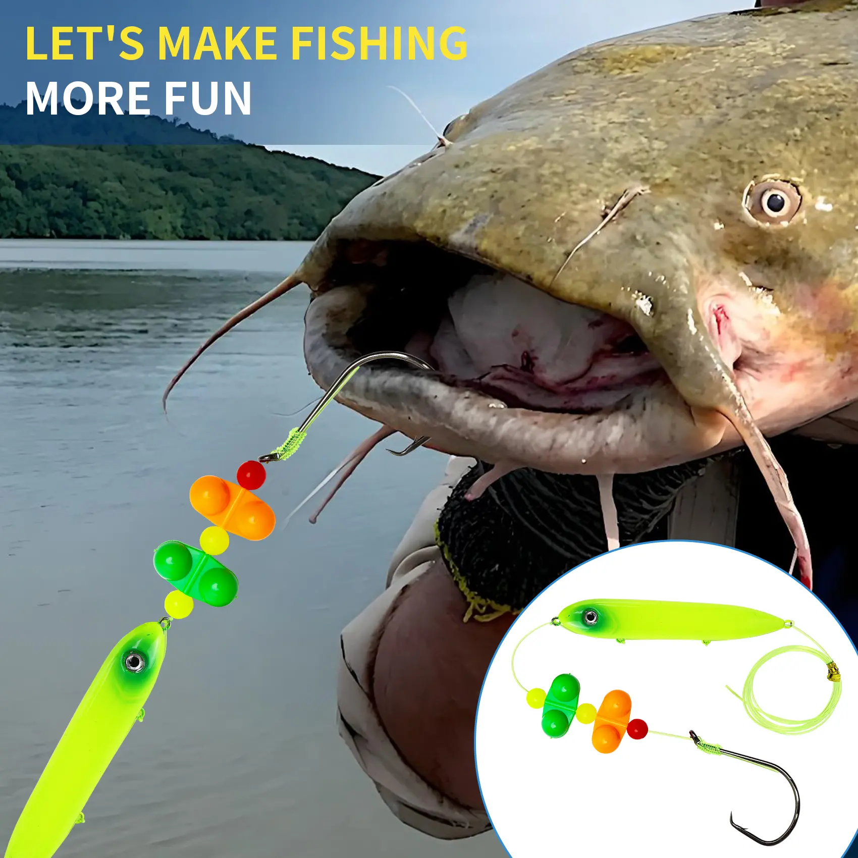 Santee Cooper 3-Pack 5.5in XL Catfish Float Rigs with Rattles Heavy ...