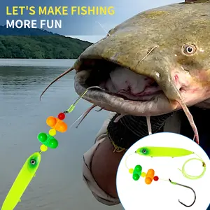 Santee Cooper 3-Pack 5.5in XL Catfish Float Rigs with Rattles Heavy-Duty Santee Rig Catfishing Tackle for Big Catfish Commercial Fishing Peg Floats with Circle Hooks for Bank Fishing