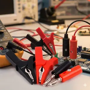 Professional Red & black Alligator Clip Set with 55mm Large Spring Clips & Banana Plugs High conductivity Full Copper Circuit Test Clips insulated Safety Multimeter Test Leads for Electrical Tool Repair Diy electronics Experiment