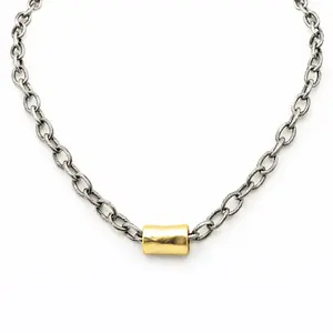 Allure Gold Barrel Mixed Metal Statement Necklace
