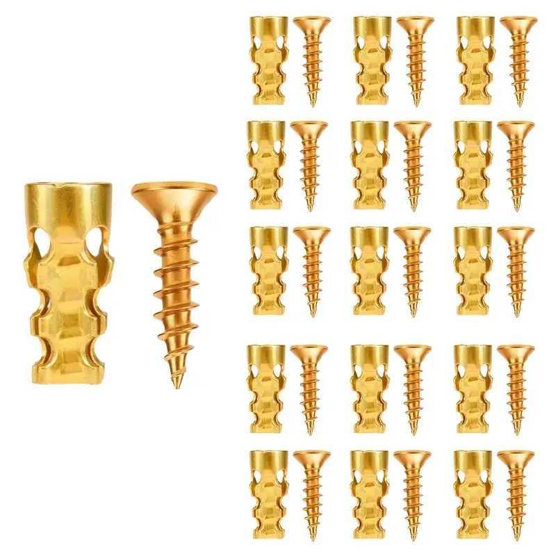 High Strength 6x14mm Hinge Repair Screws & Screw Anchors Set - 30-Pack Screws, 60-Pack Short Wall Anchors, Stripped Thread Fixer for Tile, Cab Mounting, Home Bathroom Restoration