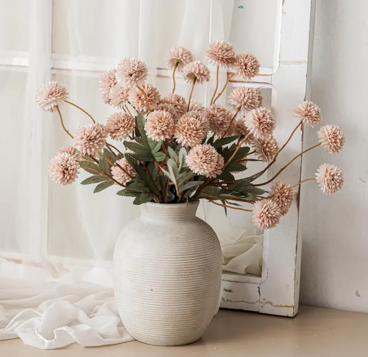 10PCS Ultra Realistic Artificial Chrysanthemum Set - Faux Mini Mum Pom Pom with Flexible Stems, Indoor Flower Desk Decor for Farmhouse Home, Natural Look Photoready Blooms with Botanical Aesthetic (Vase Not Included)