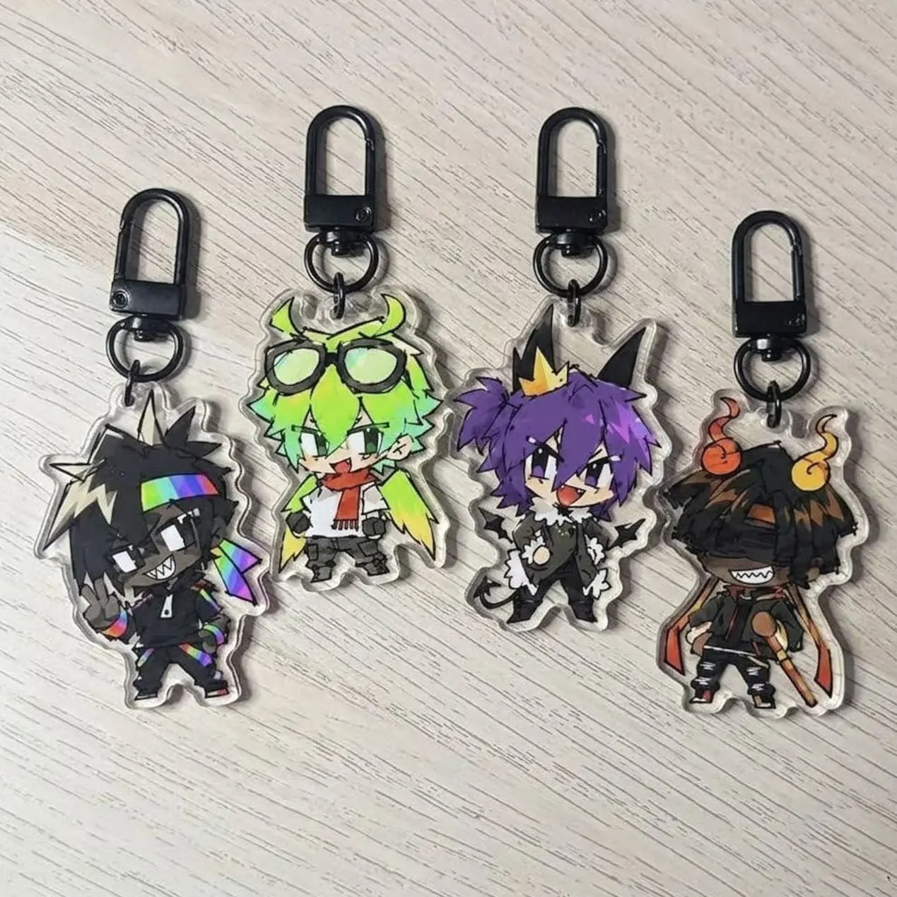 4 ops  Ustable Universe Inspired Acrylic Keychain, Cute Character Acrylic Charm