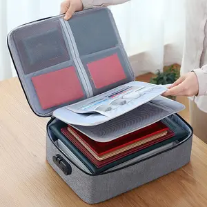 Fireproof Document Box with Lock, 1 Count Portable Waterproof Files Organizer Box, File Storage Box for Important Paperwork