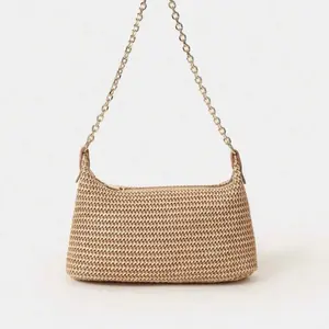 Women's Summer Beach Straw Bag - Boho Woven Crochet Shoulder Tote Handbag for Vacation