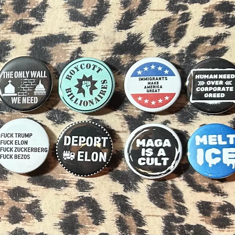 Anti Oligarchy Pins - Anti-Trump Button - Anti-ICE Leftist Punk Pins - Protest Activism Anti-Capitalism Boycott Punk Button Pin Badges