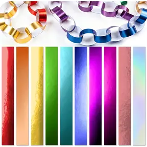 650 Sheets Paper Chain Garland 1 x 8 Inches Paper Chain Strips DIY Construction Paper Chains for Wedding Birthday Party Decorations DIY Craft Supplies (Metallic)