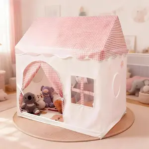 Kids' Toy Castle | Pink Gingham Floral Play Tent | Secret Base & Sleep Tent | Outdoor Beach Toy | Unisex Xmas & Halloween Gift | No Accessories