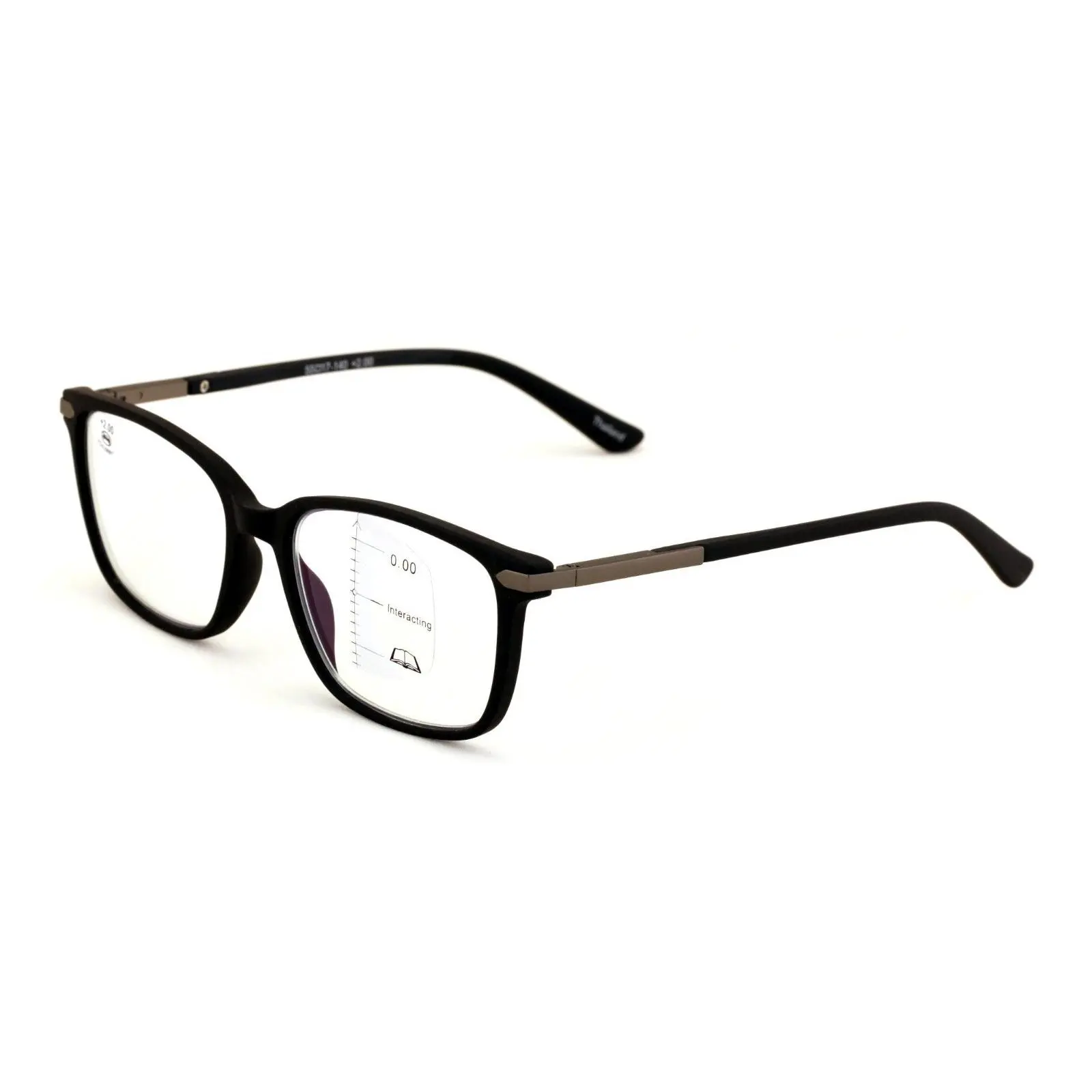 Men Modern Rectangular Progressive Reading Glasses - Zero Power On Top Reader