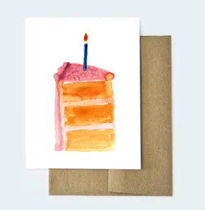 Watercolor Birthday Cake Card: Handmade Greeting Card