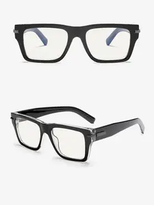 Large Frame Blue Light Blocking Glasses for Men & Women, High-Quality Uv400 Protection, Reversible Prescription Lenses, Casual Style, Square Frame Eyeglasses