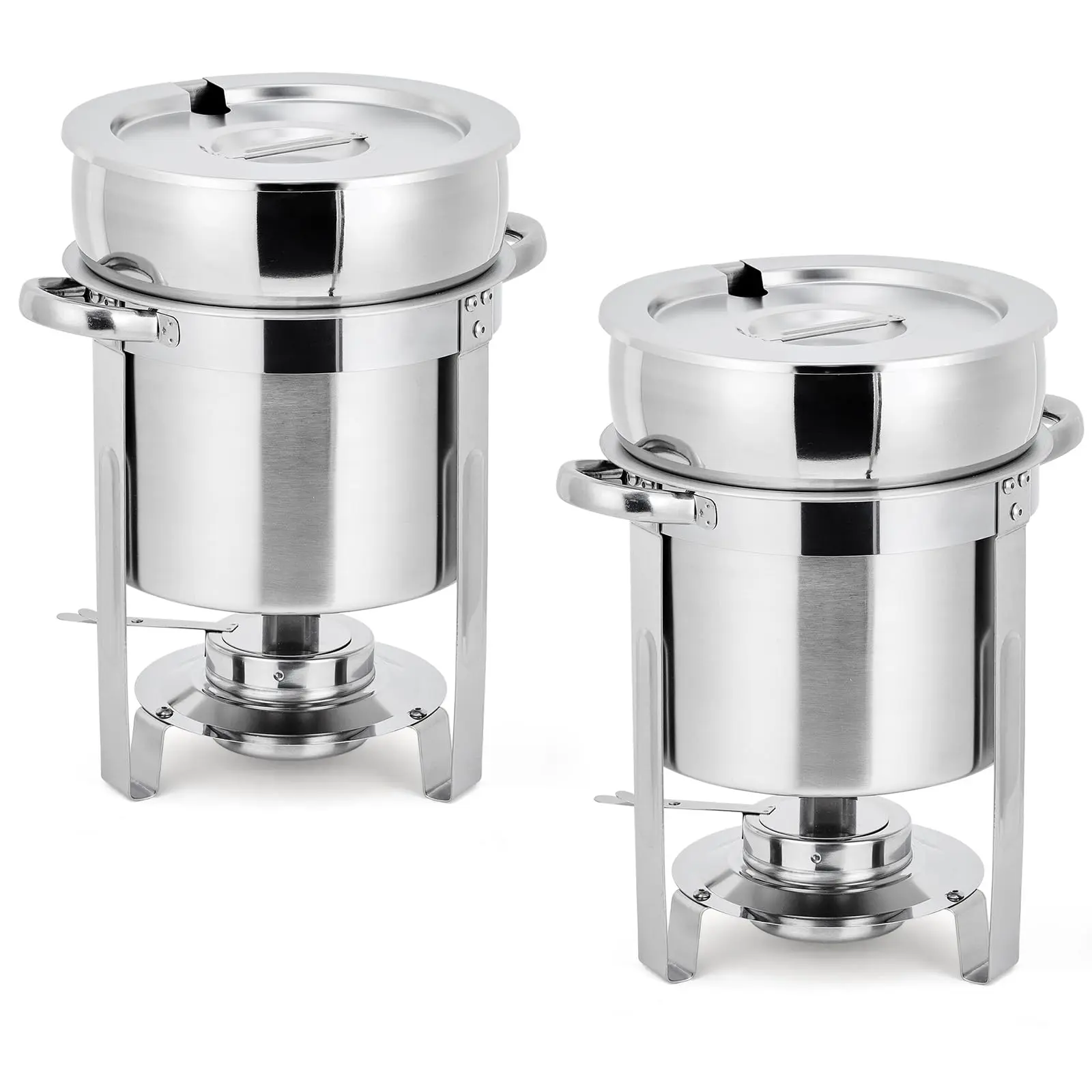 GARVEE 11QT Stainless Steel Soup Chafer Set of 2 with Round Warmer Pots, Notched Lids, and Fuel Holders - Ideal Commercial Food Warmers for Buffets, Events, and Party Service