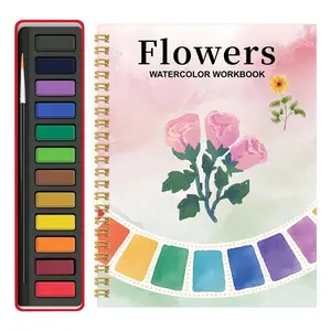 Artist Watercolor Coloring Book Watercolor Workbook Art Practice Booklet Professional Art Supplies, Watercolor Painting, Ideal for Beginners & Professionals, Christmas Gift Set with Paints & Brush, Diy Painting Supplies, Art Materials
