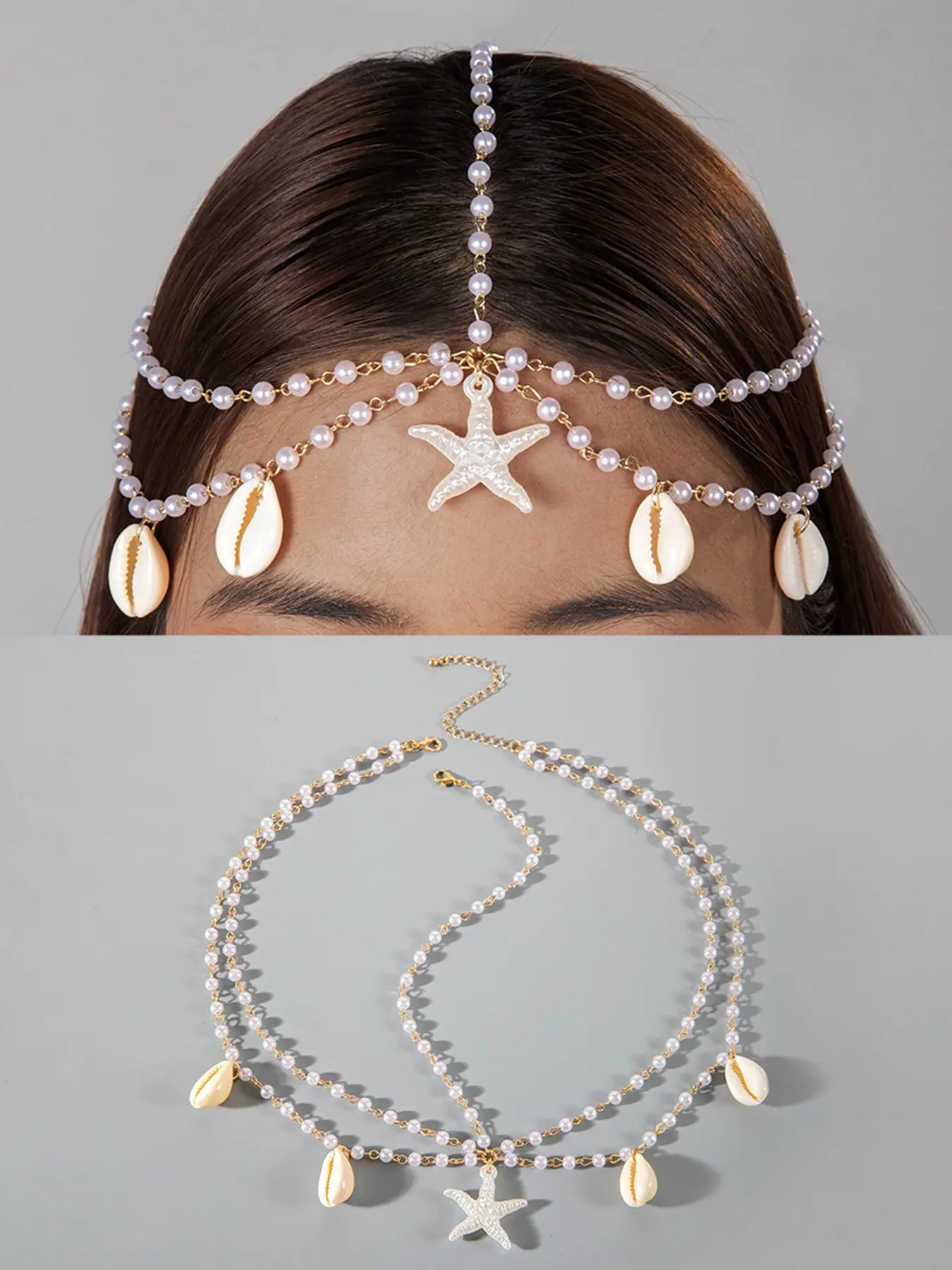 Boho Style Colorful Beaded Star Head Chain, Versatile Summer Beach Vacation Accessory, Hair Accessories, Body Jewelry for Women, Trendy Fashion Item