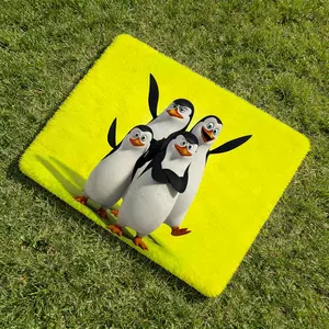 The Penguins of Madagascar Floor Mat Soft Flannel Non-Slip Area Rug Water Absorbent Thick Floor Mat for Bedroom Living Room Kitchen Hallway Entryway Indoor Outdoor Durable Home Decor Mat