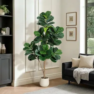【GARVEE】Artificial Fiddle Leaf Fig Tree – Faux Ficus Lyrata, 5FT, 77 Leaves, Realistic Indoor Floor Plant for Living Room, Home, Office Decor