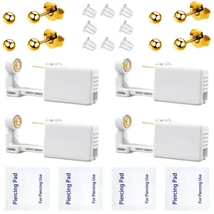 Ear Piercing Kit Disposable Ear Piercing Gun Preloaded CZ Earring Studs Body Piercing Kits for Your Own Use at Home Orange