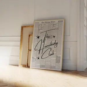 [Sale off up to 65%][Free Ship][No Frame] The Homebody Club Print, Typography Print, Aesthetic Black Print, Bedroom Decor, Preppy Posters, Funky Wall Print, Girly Decor, Retro Print