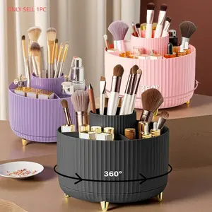 Multifunctional Rotating Makeup Storage Box, Coverless Rotatable Cosmetic Organizer for Lipstick Brushes Accessories, Makeup Tool Organizer, Abs Plastic, Bedroom Bathroom Use