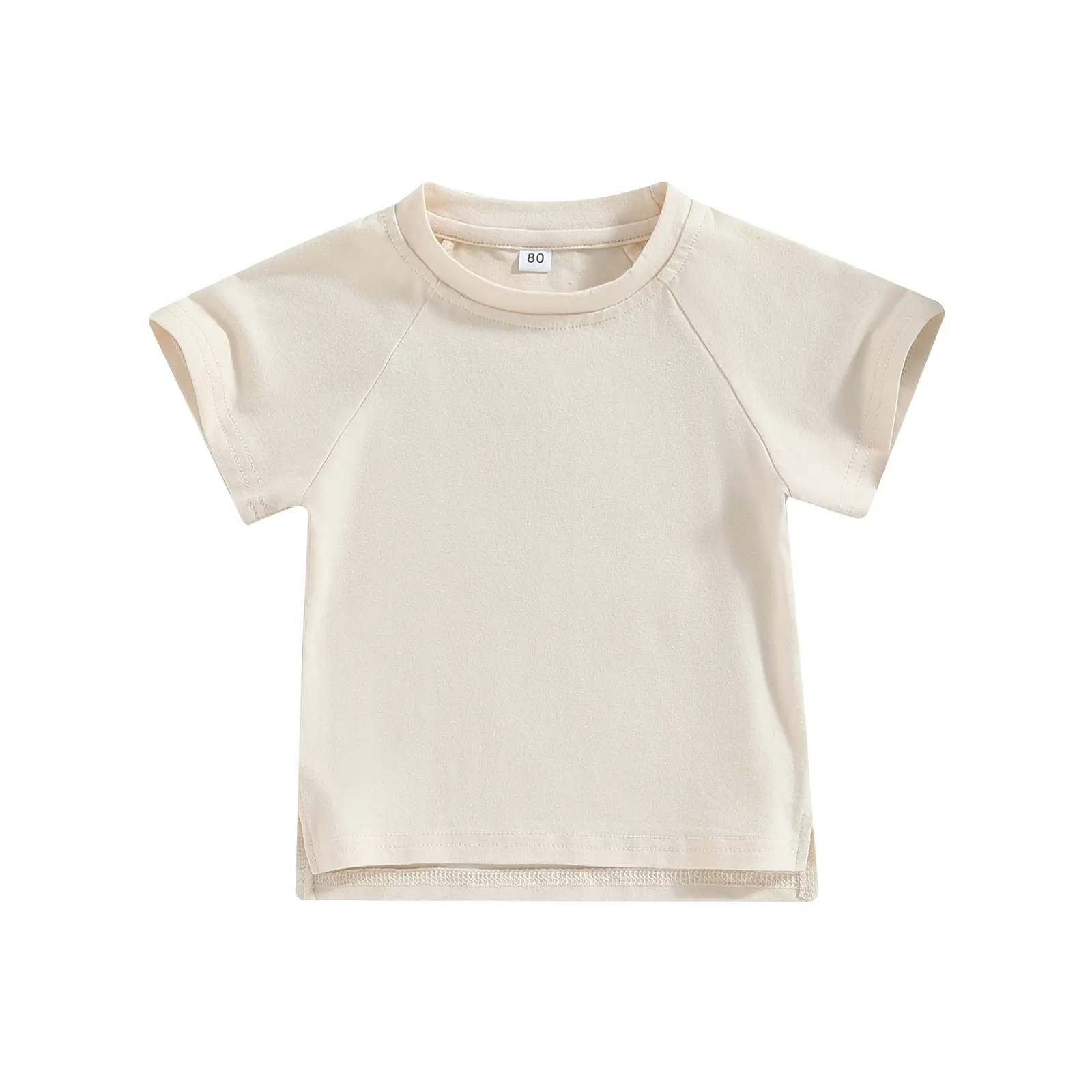 Unisex Baby Round Neck T-Shirt - Polyester, Loose Fit, Summer Short Sleeve Pullover Tops, Solid Color, for 12-18 Months & 2-3 Years Toddlers