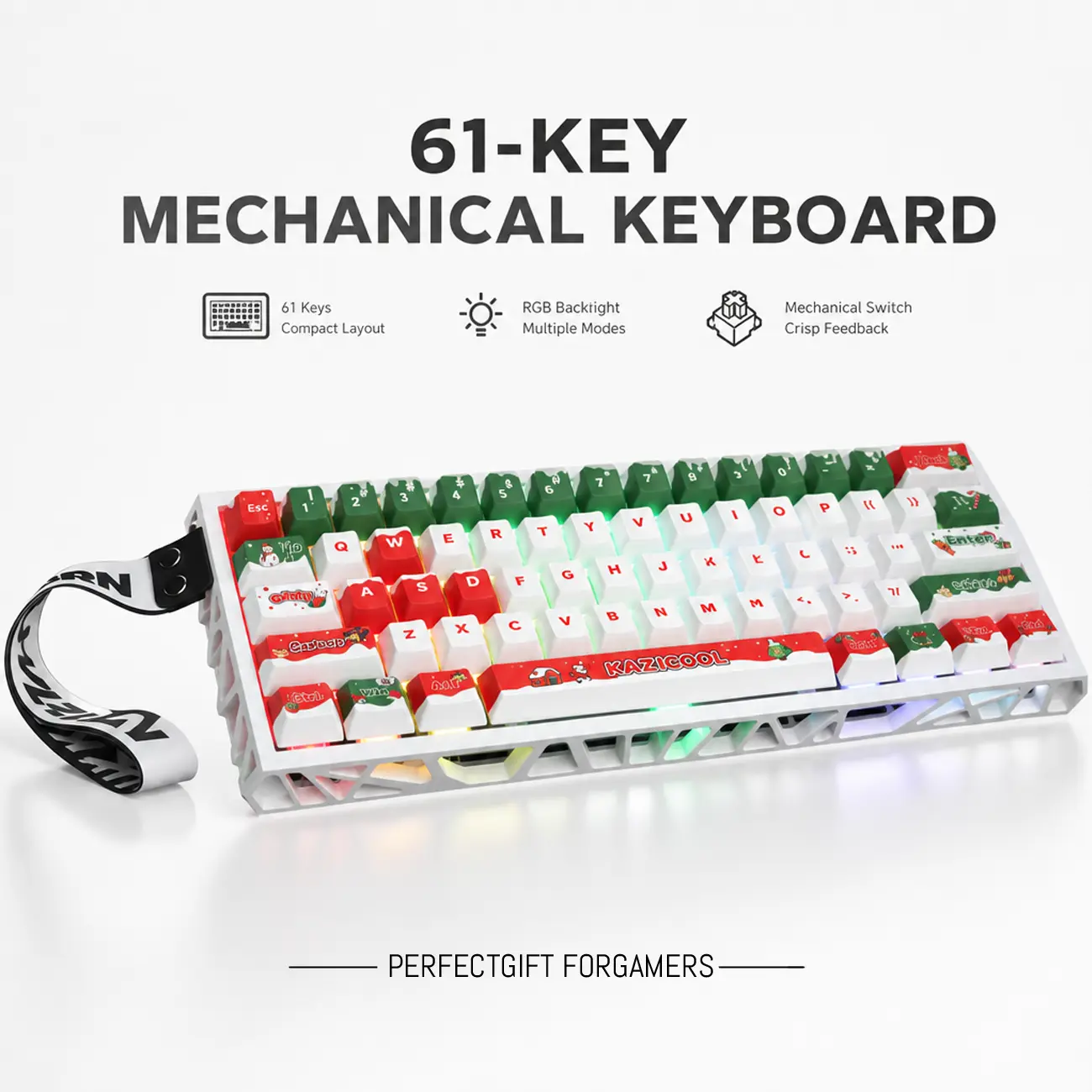 61-Key Mechanical Keyboard with RGB Backlight, Compact Layout, and Mechanical Switches - Perfect Gift for Gamers