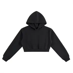 Essential Cropped Hoodie for Women - Long Sleeve Loose Fit Pullover in Cotton Blend WW0003 Women Outdoor Loose Fit