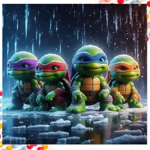 1 set of DIY diamond painting kit, 5D diamond art set, DIY decoration Ninja Turtles, colored masks, snow background. Mosaic, diamond art, DIY art home decoration. Diamond Art Tools