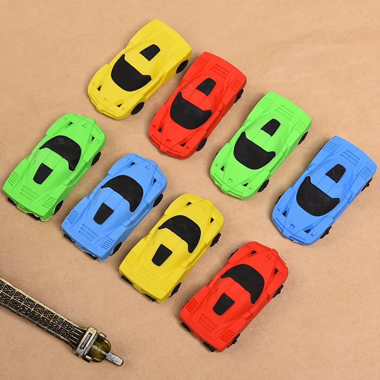 4 Mini Car Erasers, Novelty Erasers for Classroom Use, Bulk Pencil Erasers, Racing Car Shaped Erasers, Suitable for Home School Work Rewards Gifts