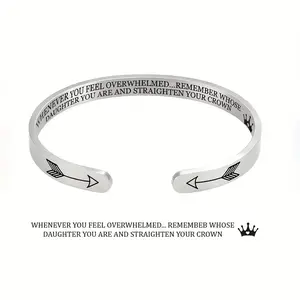 Stainless Steel Bracelet carving double arrows Open Cuff Bangle - Durable, Fashionable, and Hypoallergenic - Perfect Birthday and Christmas Gift for Daughters