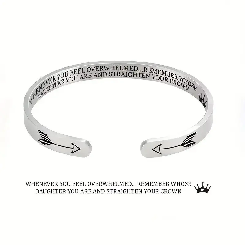 Stainless Steel Bracelet carving double arrows Open Cuff Bangle - Durable, Fashionable, and Hypoallergenic - Perfect Birthday and Christmas Gift for Daughters